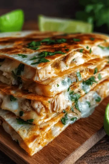Cheddar Lime Chicken Quesadillas