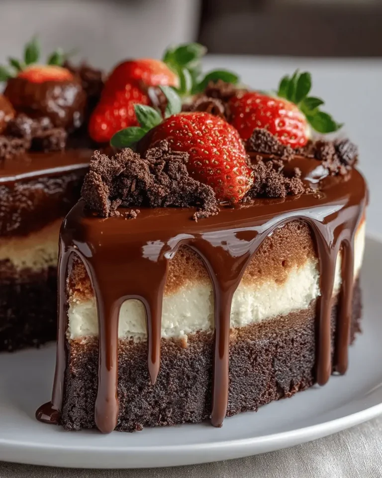 Chocolate Cheesecake Filled and Ganache-Topped Cake
