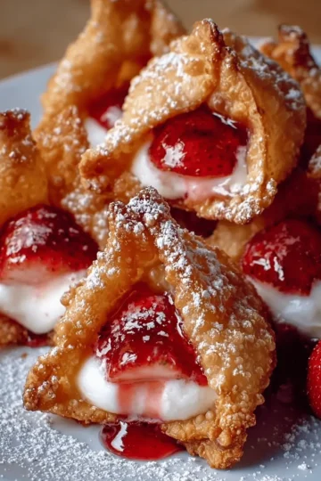 Deep-Fried Strawberry Cheesecake Stuffed Wonton Bites