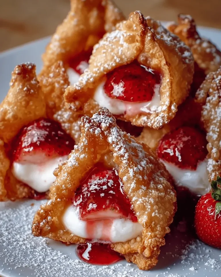 Deep-Fried Strawberry Cheesecake Stuffed Wonton Bites