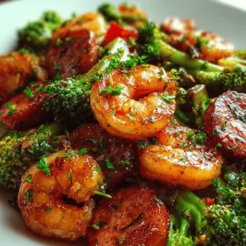 Honey Garlic Shrimp, Sausage, and Broccoli