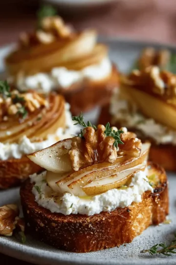 Whipped Feta & Roasted Pear Tapas with Walnuts