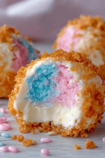 Crispy Cotton Candy Cheesecake Bombs