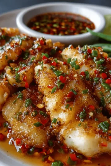 Garlic Butter Cod Strips with Sweet Chili Lime Sauce