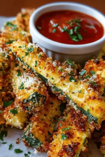 Crispy Parmesan Garlic Zucchini Fries