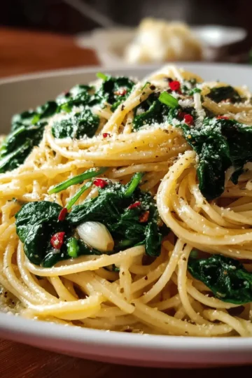 Spaghetti with Garlic & Spinach