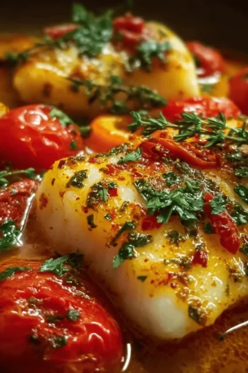 Cod in Lemon Butter Tomato Sauce