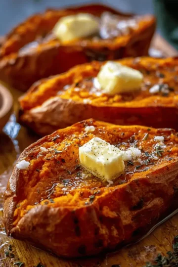 Cinnamon Butter Baked Sweet Potatoes