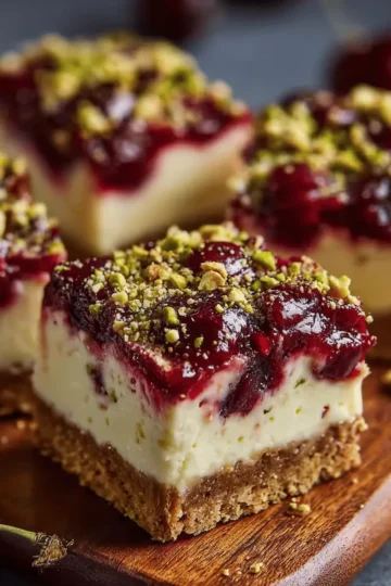 Cherry Pistachio Cheesecake Bars