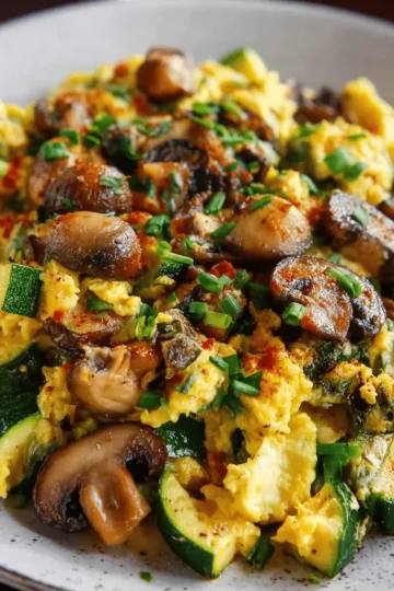 Veggie-Packed Zucchini and Mushroom Scramble
