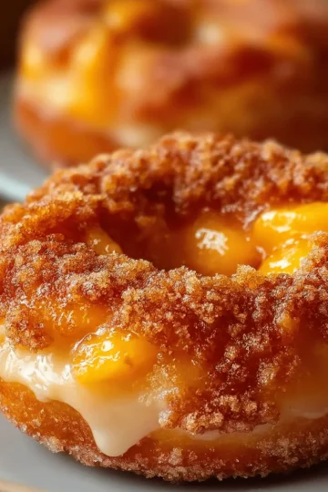 Classic Peach Cobbler Cheesecake Donuts