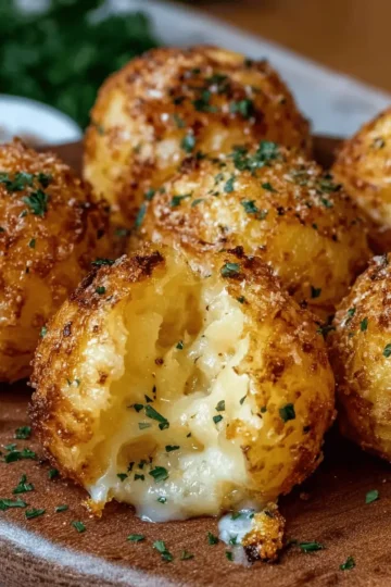 Crispy Potato & Cheese Bombs with Garlic Butter