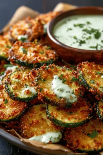 Crispy Zucchini Chips with Basil Mayo