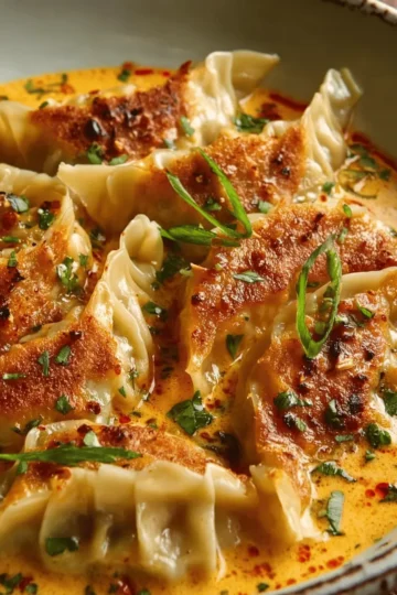 Viral Baked Potstickers in Creamy Curry Sauce