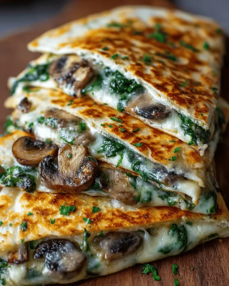 Cheesy Baked Spinach & Mushroom Quesadillas