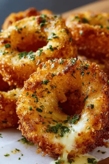 Mozzarella-Stuffed Onion Rings with Garlic Butter