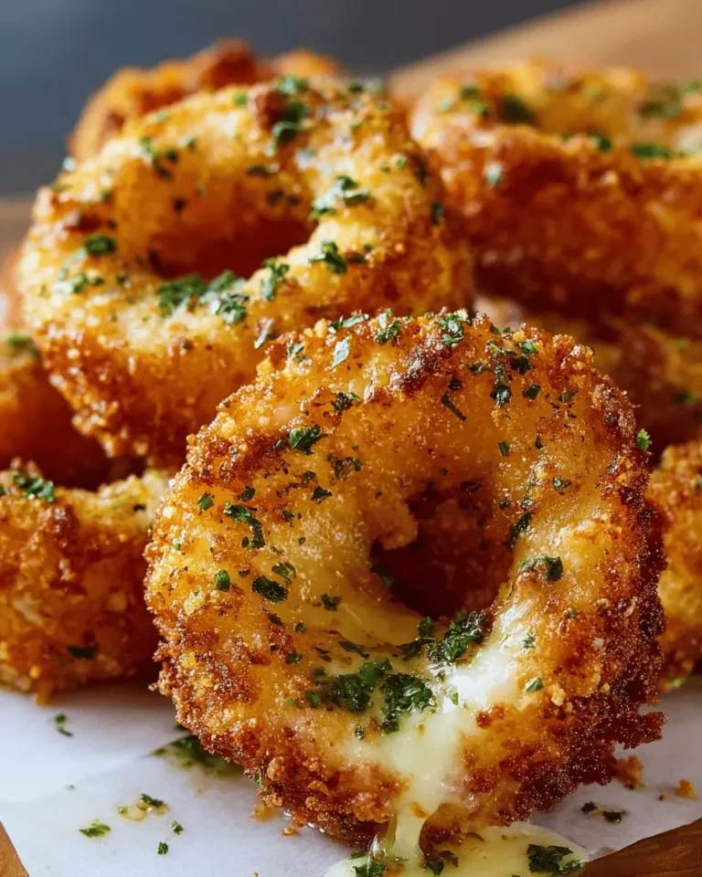 Mozzarella-Stuffed Onion Rings with Garlic Butter