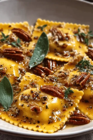 Homemade Butternut Squash Ravioli with Brown Butter Pecan Sauce