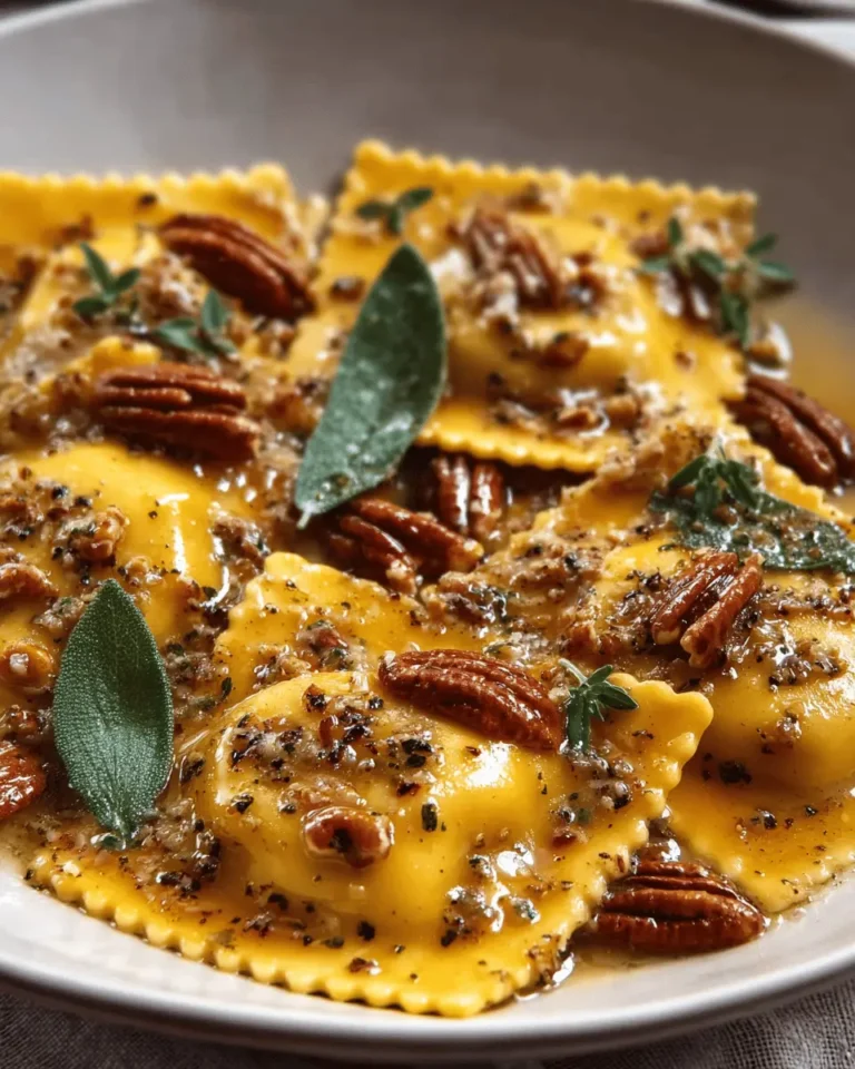 Homemade Butternut Squash Ravioli with Brown Butter Pecan Sauce
