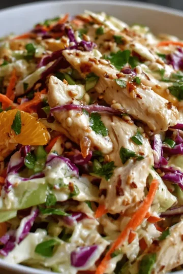 Fresh Chicken Coleslaw Salad with Zesty Ginger Sesame Dressing