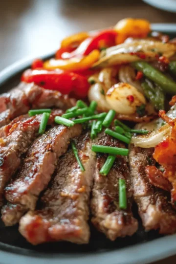 Sizzling Turkey Bacon & Chicken Ham Pepper Steak With Onions