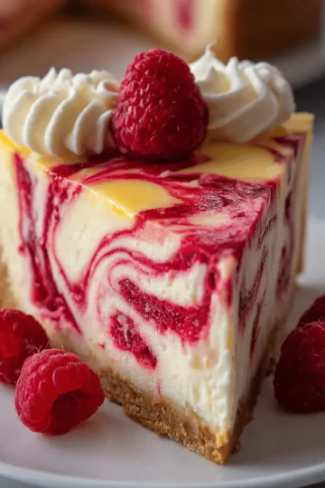 Luscious Lemon Raspberry Swirl Cheesecake