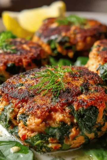 Mediterranean Salmon Spinach Patties