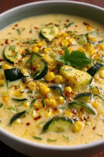 Creamy Corn & Zucchini Chowder – Cozy, Fresh & Perfect for Summer-to-Fall