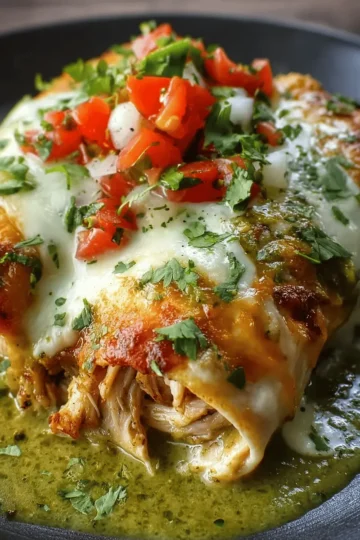 Baked Chicken Burritos with Cheesy Green Chili Sauce