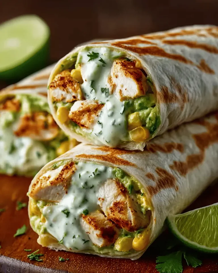 Chicken Avocado Ranch Burritos with Lime Wedges