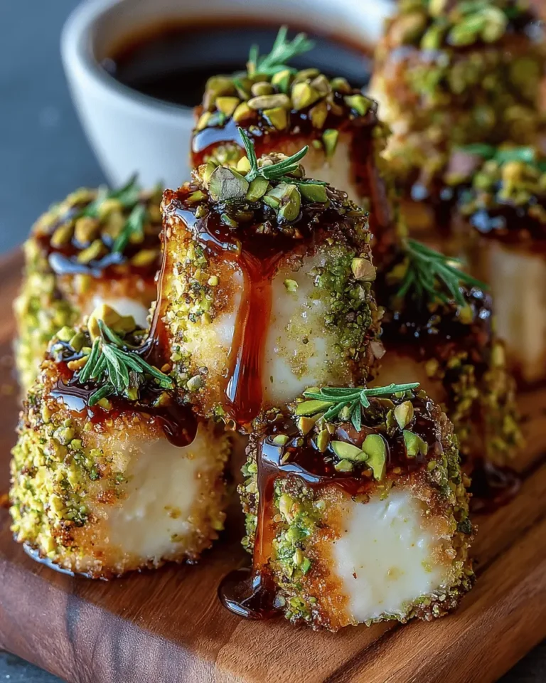 Pistachio Crusted Brie Bites with Fig Honey Glaze