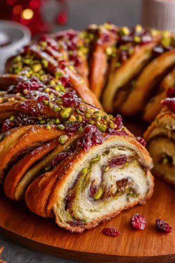 Cranberry Pistachio Babka Bread Wreath