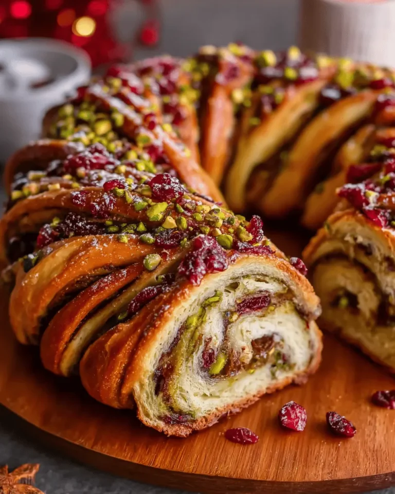Cranberry Pistachio Babka Bread Wreath
