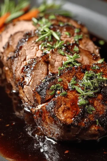 Crockpot Brown Sugar Balsamic Glazed Beef Tenderloin