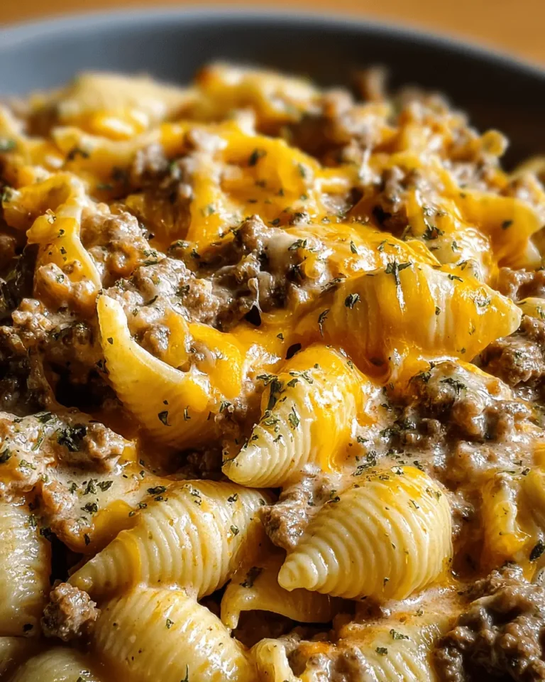 Crockpot Cheesy Ranch Beef Pasta Shells