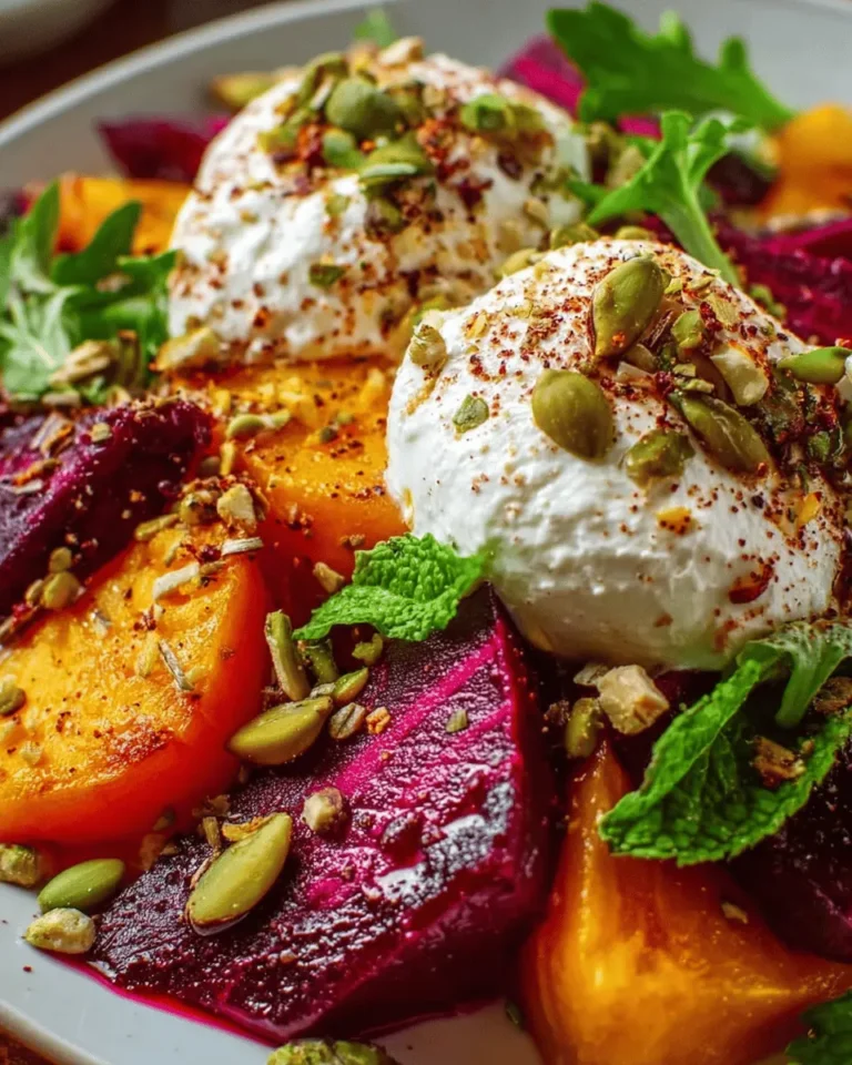 Holiday Roasted Beet & Sweet Potato Burrata Salad