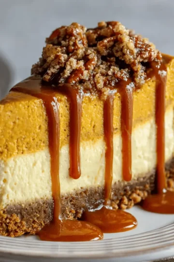 Creamy Pumpkin Cheesecake with Pecan Gingersnap Crust