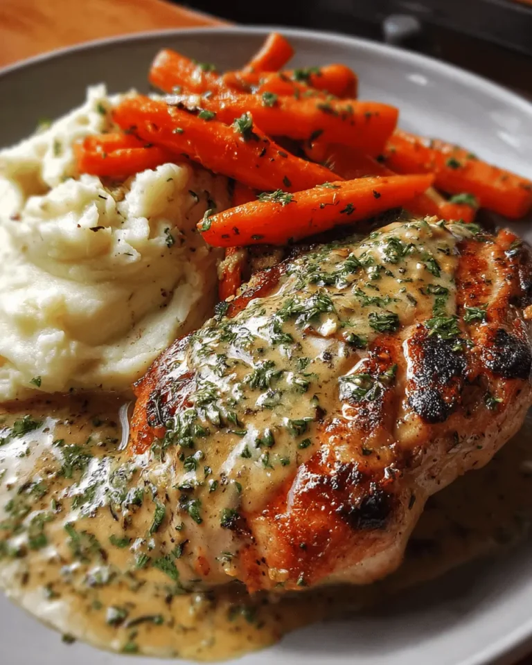 Creamy Herb Chicken with Mashed Potatoes & Glazed Carrots