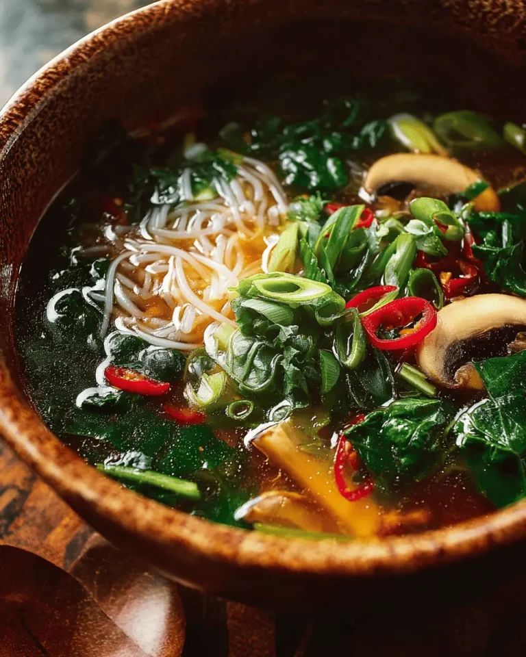 Healing Ginger Garlic Broth with Rice Noodles