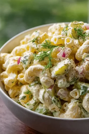 Classic Dill Pickle Macaroni Salad