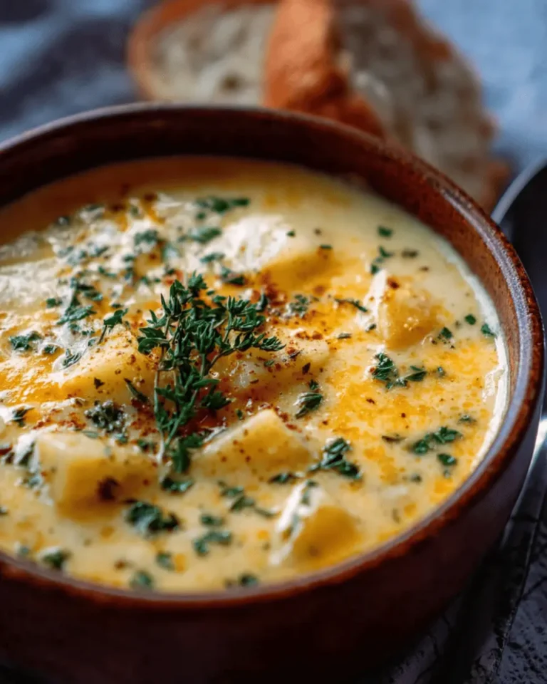 Hearty Cheddar Garlic Herb Potato Soup