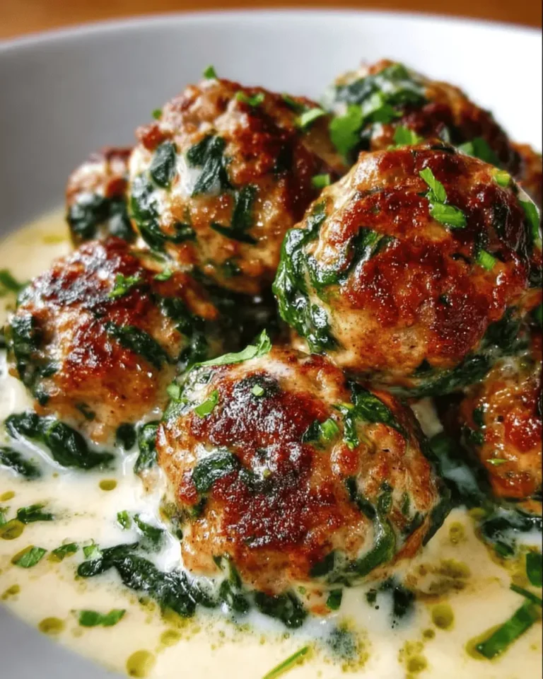 Ricotta Spinach Meatballs with Garlic Parmesan Cream