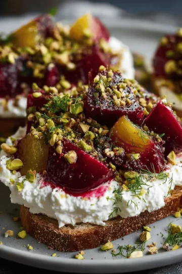 Creamy Whipped Feta with Marinated Beets & Pistachio Crunch