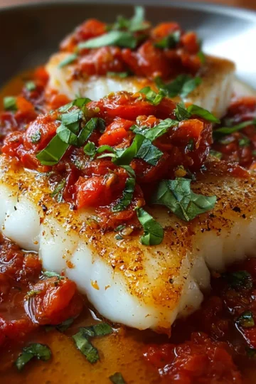 Seared Cod with Tomato Basil Sauce