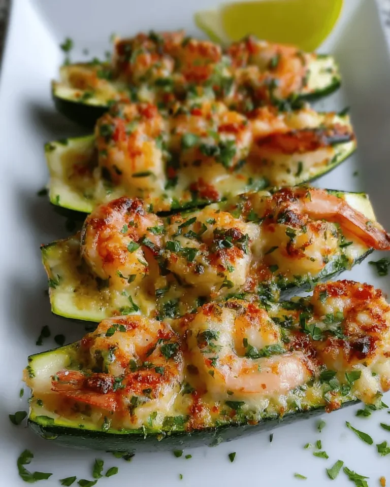 Garlicky Shrimp Zucchini Boats