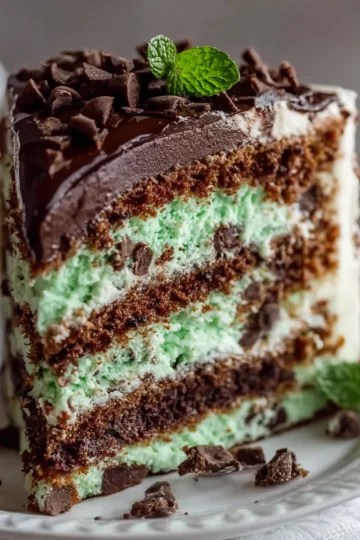 Decadent Mint Chocolate Chip Layer Cake