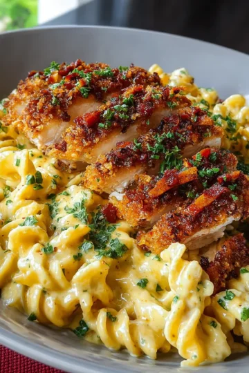 Crispy Chicken with Creamy Pasta