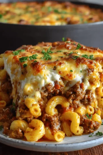 Cheesy Beef Macaroni Bake