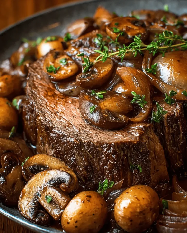 Slow Cooker Beef Roast with Mushrooms & Onions