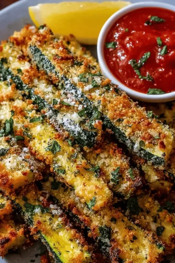 Crispy Parmesan Garlic Zucchini Fries